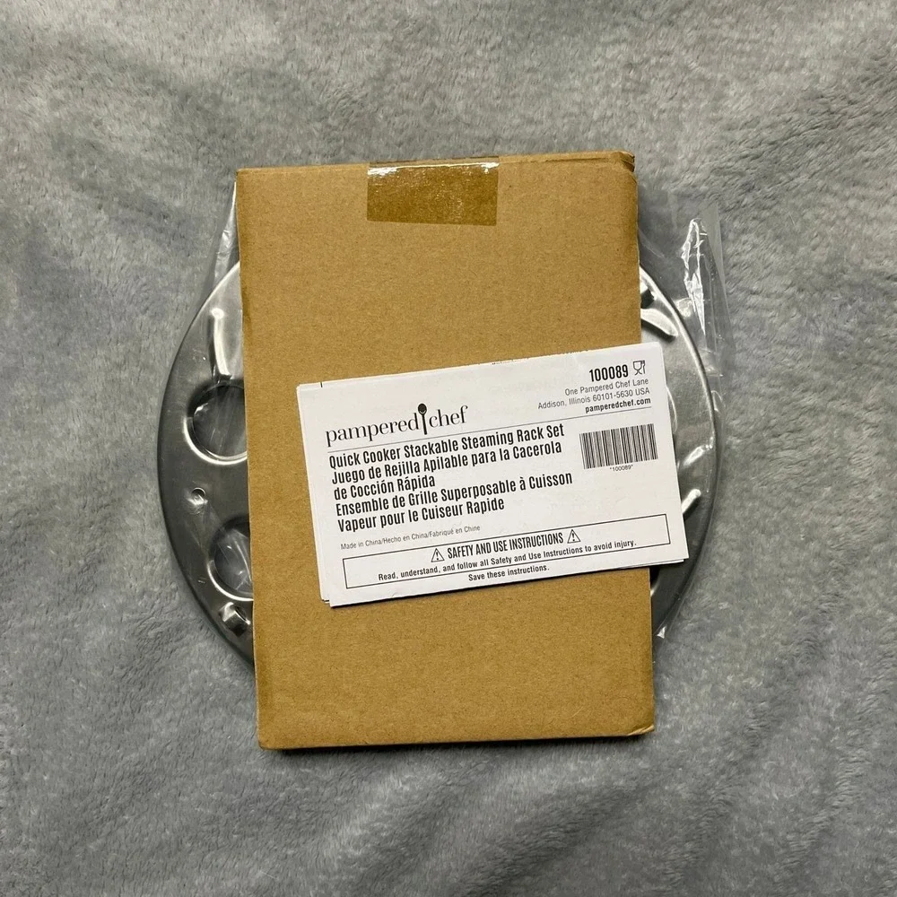 Pampered Chef Quick Cook Stackable Steaming Rack Set 100089 Stainless Steel